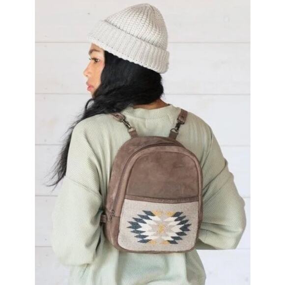 MZ Fair trade Brown Southwestern backpack - Picture 1 of 9